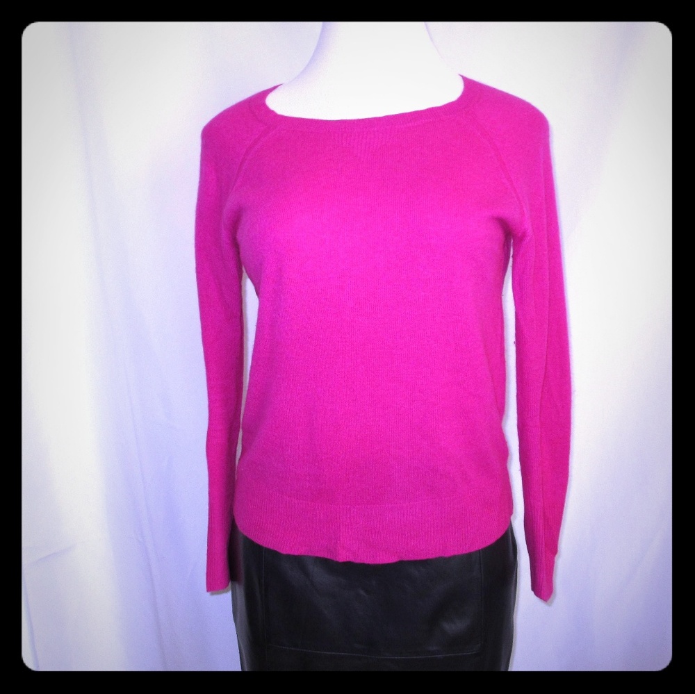Hot Pink Halogen Crewneck Cashmere Sweater